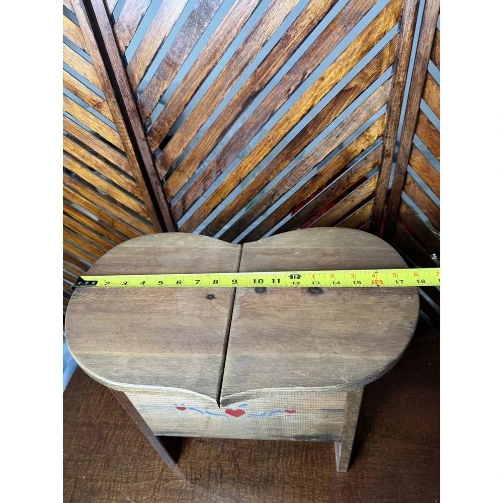 Cottage Core Homemade Wooden Heart Shaped Stool/Foot Stool / Seat with Storage